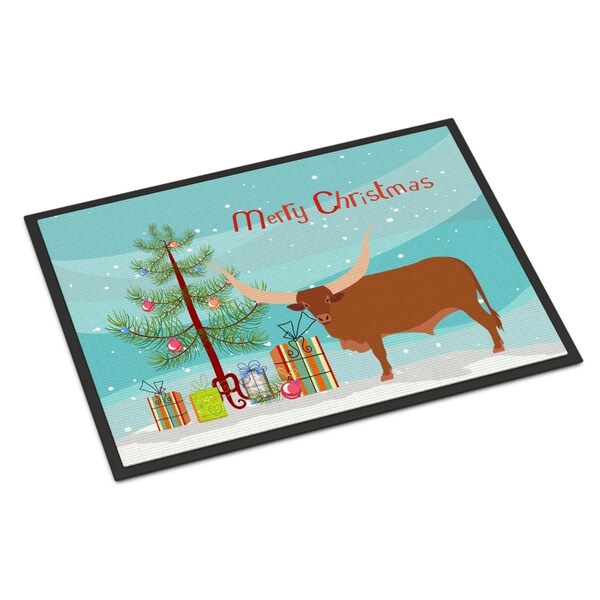 Carolines Treasures Ankole-Watusu Cow Christmas Indoor or Outdoor Mat - 18 x 27 in. BB9190MAT - main